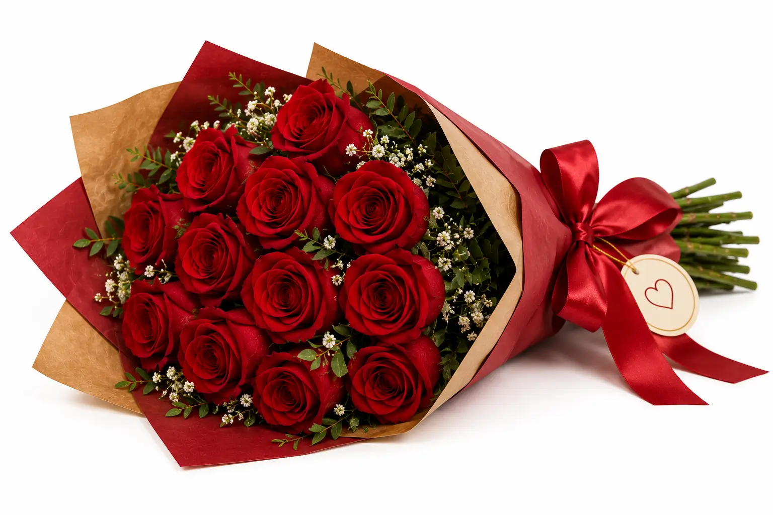 Foto real do buquê de rosas vermelhas recebido por Camila R.
